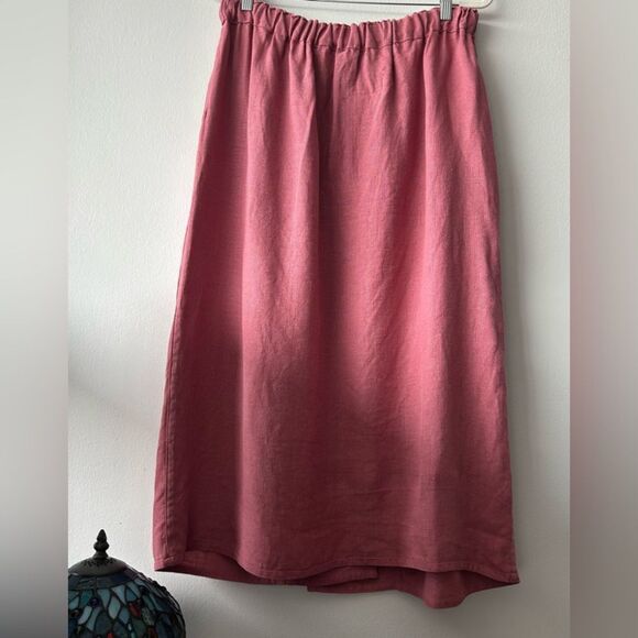 Vintage Angelheart Designs Art-to-Wear Lagenlook Linen Funky Skirt washed pink - Picture 6 of 10